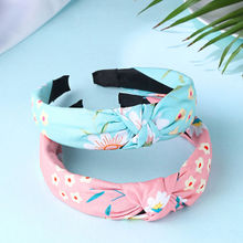 Yellow Chimes Women Set Of 2 Solid Fabric Knot Floral Printed Hairband