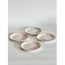 The Wishing Chair Off White Blooms Berry Ceramic Snacks Plate (Pack of 4)
