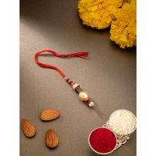 Peora Lumba Red Gold-Toned Beaded Dangling Rakhi for Bhabhi L43R