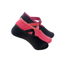 Mint & Oak Pilates Pink Anti-Skid Grip Socks (Pack of 3)