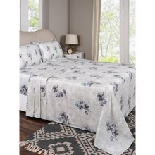 Maspar King Size Blue Floral Bedsheet and Pillow Case