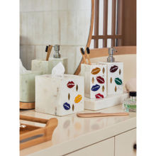 Home Couture Collective Lip Lock Marble Soap Dispenser, Tumbler & Tissue Holder