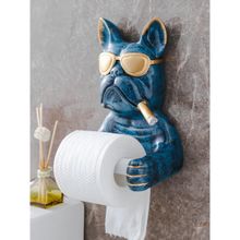 Smokey Cocktail Bulldog Wall Tissue Holder Blue