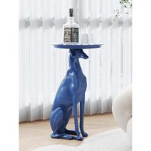 Smokey Cocktail Greyhound Dog Side Table Blue