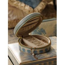 Pure Home + Living Blue Varena Round Faux Leather Round Travel Jewellery Box