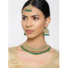 Priyaasi Green & Pink Gold-Plated Kundan-Studded Handcrafted Jewellery Set