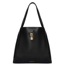 Accessorize London Womens Faux Leather Black Padlock Shoulder Bag