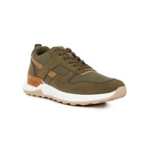 London Rag Suede Panelling Detail Sneakers-Khaki