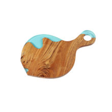Wewood Aqua Blue Handcrafted Acacia Wood & Resin Cheese Board