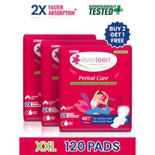 Everteen 3x40 Soft XXL Sanitary Pads, Rash-Free, 2X Absorption with Double Flap - Buy 2 Get 1 Free