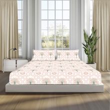 SLEEPSIA Multi-Color Lounge Queen Size Palm Tree Jaipuri Maze Bedsheet & 2 Pillow Cases