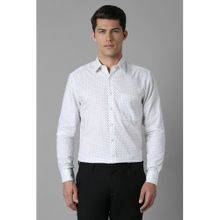 Louis Philippe Men's Cotton Wrinkle Resistant Slim fit White Printed Formal Shirt