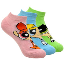 Balenzia X Cartoon Network Powerpuff Girls Low Cut Socks - Pack of 3 - Multi-Color (Free Size )