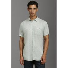 Louis Philippe Men Grey Slim Fit Print Half Sleeves Casual Shirt