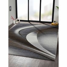 OBSESSIONS Dark Grey and Brown Polypropylene Abstract Carpet
