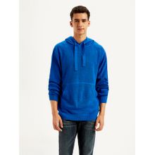 Levi's Mens Textured Blue Hooded Sweater