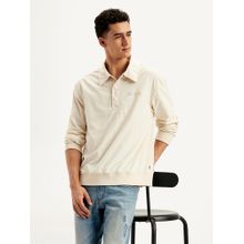 Levi's Mens Solid Cream Collar Neck Sweatshirt