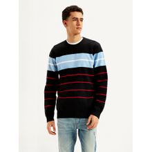 Levi's Mens Striped Black Crew Neck Sweater