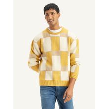 Levi's Mens Geometric Yellow Round Neck Sweater