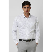 Van Heusen Men White Slim Fit Printed Shirt