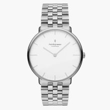 Nordgreen Native 32mm Unisex Watch, Silver White Dial with Silver 5-Link Watch Strap