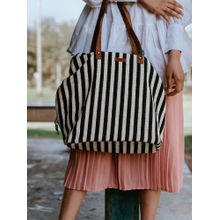 Maisha by Esha Maisha Lifestyle Black And White Stripes Three Pocket Jacquard Bag