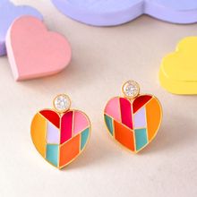 Voylla Valentines Day Mosaic Heart Earrings
