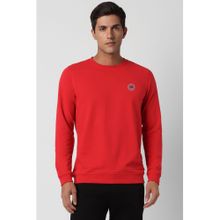 Peter England Men Red Solid Full Sleeves Sweatshirt