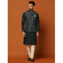 KISAH Mens Teal Jacket Kurta Churidar (Set of 3)