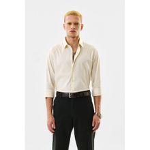Snitch Cream Solid Full Sleeves Slim Formal Shirt for Men
