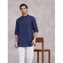 Fabindia Blue Woven Slim Fit Short Kurta