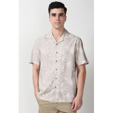 Peter England Men Beige Regular Fit Floral Printed Half Sleeves Casual Shirt