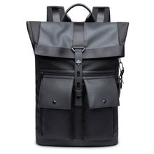 ELOPPE Black Genuine Leather Unisex Backpack Laptop Bag