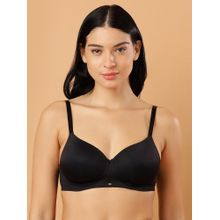 SOIE Women Padded Non Wired Full Coverage T-Shirt Bra Black