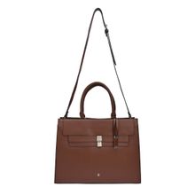 Horra Womens 14 Inch Laptop Handbag Bag with Detachable Sling Strap Brown (L)
