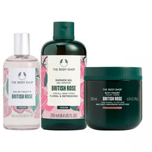 The Body Shop British Rose Shower Gel, Body Yogurt & Eau De Toilette Combo