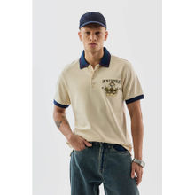 Snitch Cream Embroidered Polo Slim Fit Polo T-Shirt