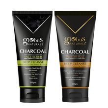 Globus Naturals Charcoal Detoxifying Combo Kit Face Scrub & Peel Off Mask