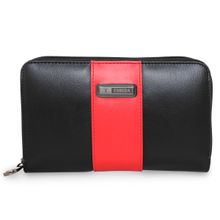ESBEDA Black Red Color Mid Stripe Wallet For Women (L)