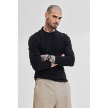 Snitch Black Solid Full Sleeves Slim Casual Sweaters for Men