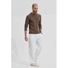 Snitch Brown Solid Full Sleeves Slim Casual Sweaters for Men