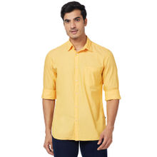 Parx Slim Fit Solid Yellow Casual Shirt
