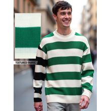 Bewakoof Men's Rolling Hills Striped Oversized Sweater