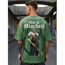 Bewakoof Heavy Duty 1.0 Official Marvel Men's Green Loki Graphic Printed Oversized T-shirt