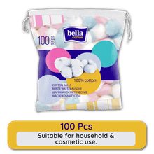 Bella Cotton Balls, 100% Cotton, Soft, Highly Absorbent,Makeup Removal, Nail Polish Removal