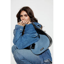 MIRAGGIO Gaby Denim Hobo Shoulder Bag For Women -Black and Blue (S)