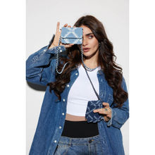 MIRAGGIO Camilla Denim Checks Mini Crossbody Bag For Women -Blue (S)