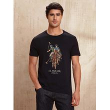 U.S. Polo Assn. Denim Co. Mens Graphic Brand Printed Muscle Fit T-Shirt - Black