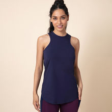Nykd by Nykaa On-Trend Stretch Cotton Tank Top With Tie-Back, Nykd All Day-NYLE 046- Navy Blue