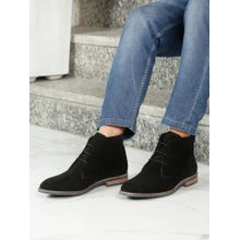 Teakwood Men Black Suede Leather Lace-Up Chukka Boots